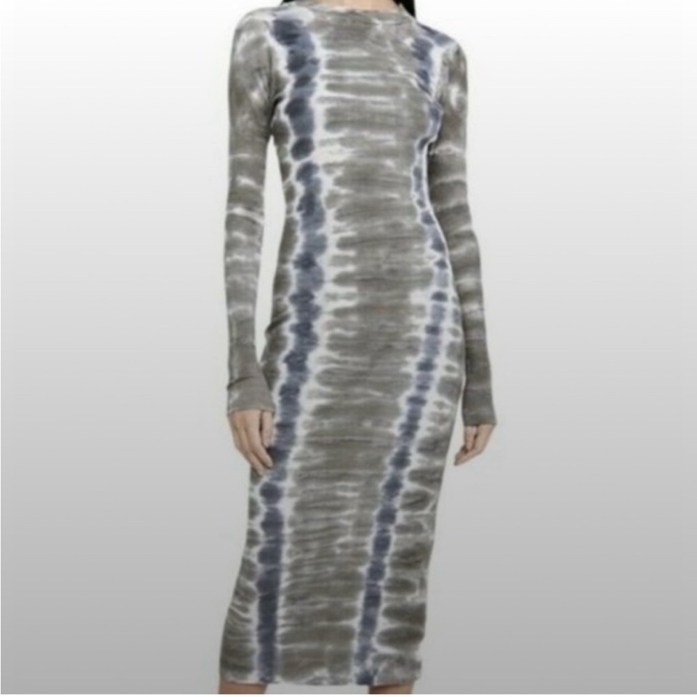 Young Fabulous & Broke Gray and White Long Sleeve Bodycon Dress